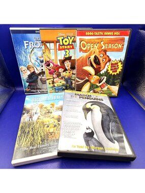 Disney Pixar Family Movie DVD Lot Frozen Toy Story 3 Open Season Penguins Tigers